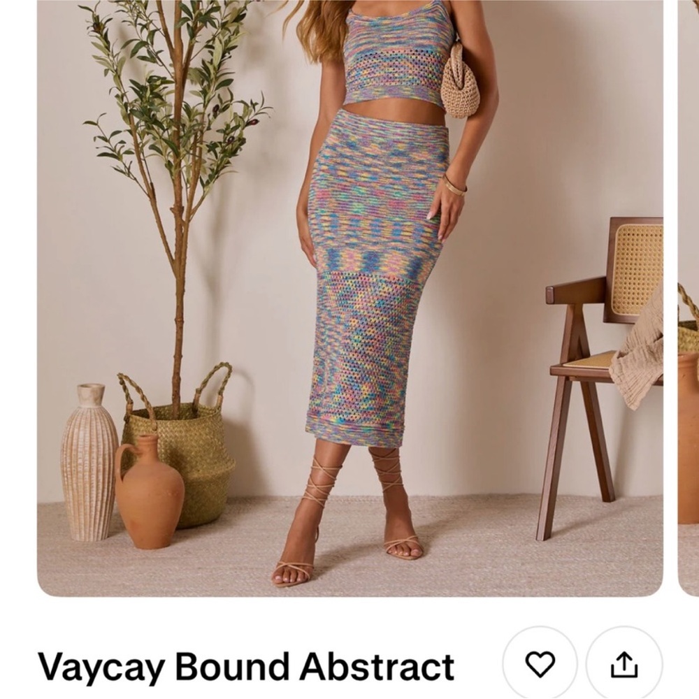 Multicolor Knit Midi Skirt Set - Picture 6 of 6
